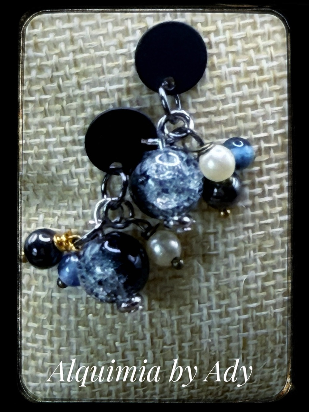 Romantic goth pearl and black tourmaline Earrings + cluster